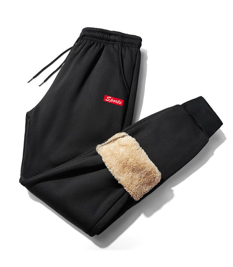 Men's Fleece-Lined Winter Pants - Soft & Warm Thermal Trousers With Elastic Waist, Comfortable Lounge Pants For Cold Weather_voghion.com