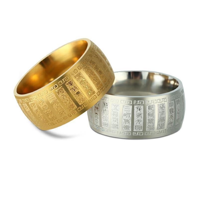 Anello personalizzato in acciaio al titanio Taiyi Golden Curse Taiji Bagua Yin Yang Totem, gioiello da uomo di grande successo_voghion.com