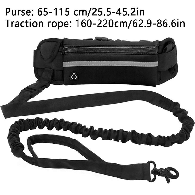Hardlooplijn, nylon hondenriem met heuptas, intrekbare elastische band, trekkoord voor honden, reflecterende gesp van PawParty Store_voghion.com