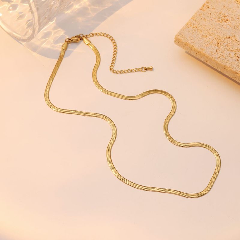 Casual eenvoudige stijl effen kleur roestvrij staal vergulde ketting_voghion.com