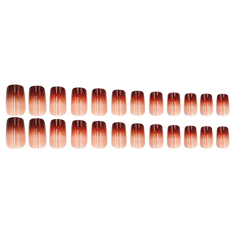 24 pezzi per scatola unghie cinesi autunno e inverno caffè colore sfumato indossare unghie avanzate colore nudo versatile lucido caffè colore nail art_voghion.com