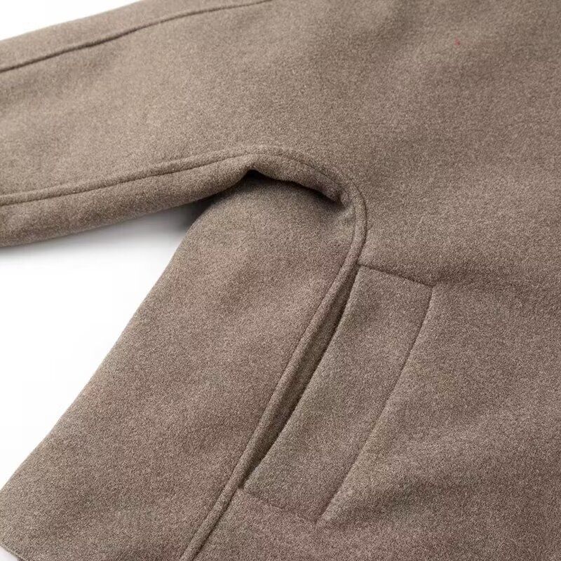 Damenbekleidung 2024 Herbst und Winter neuer Street Fashion V-Ausschnitt Top Wollmantel_voghion.com