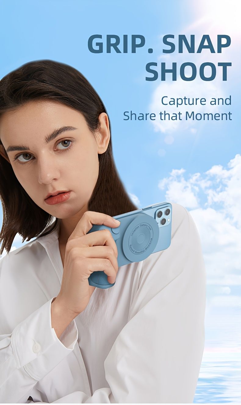 Magnetic Phone Camera Holder, Portable Selfie Handle, Ergonomically Designed For IPhone And Samsung Android Phones For Video And Photo Shooting_voghion.com