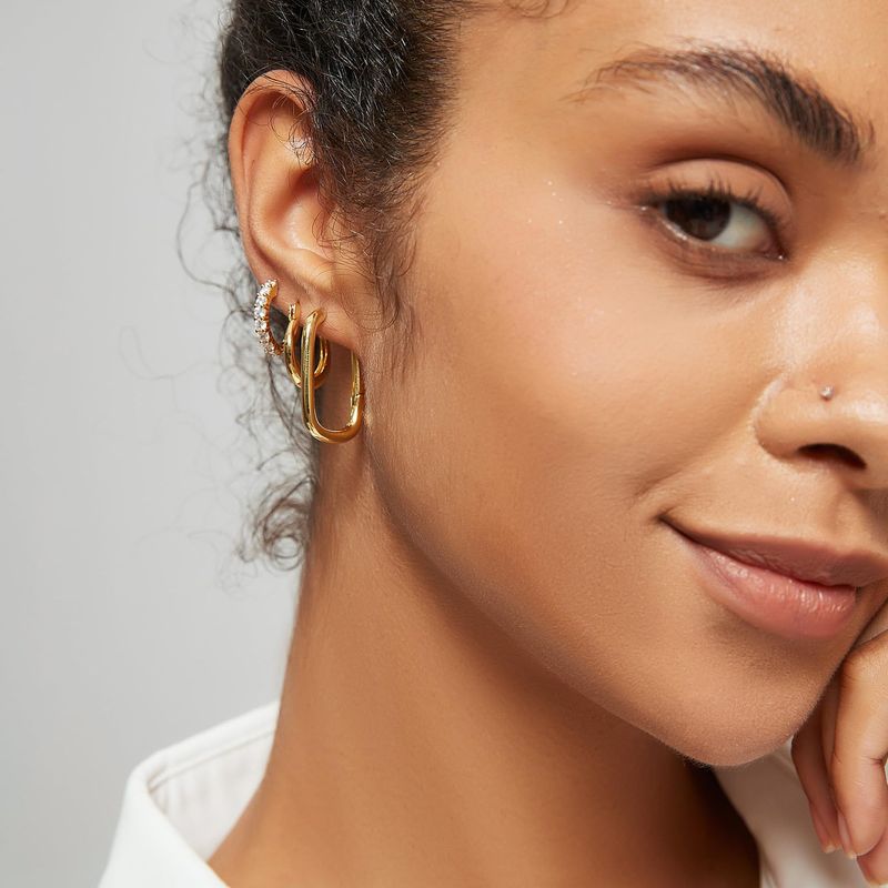 Orecchini in ottone elettrico con grado in vero oro, semplici, con fila singola, rotondi, in zircone, micro intarsiati, regalo per feste_voghion.com