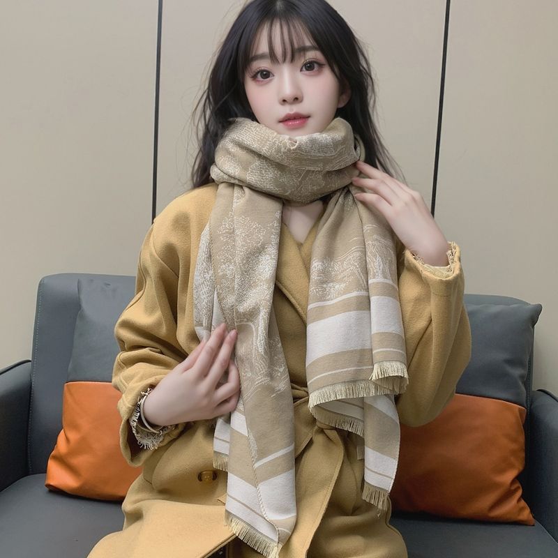 Neu für Damen Winter 2025: Doppelseitiger, langer, schlichter, vielseitiger, warmer Schal/Halstuch für reife Damen, in Schwarz und Weiß erhältlich._voghion.com