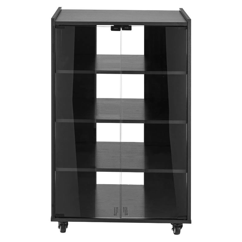 Wheels Games For Audio-Video Stand With Cable Media Height-Adjustable Consoles Players Stand Wooden Boxes AV DVD 5-Tier Media_voghion.com