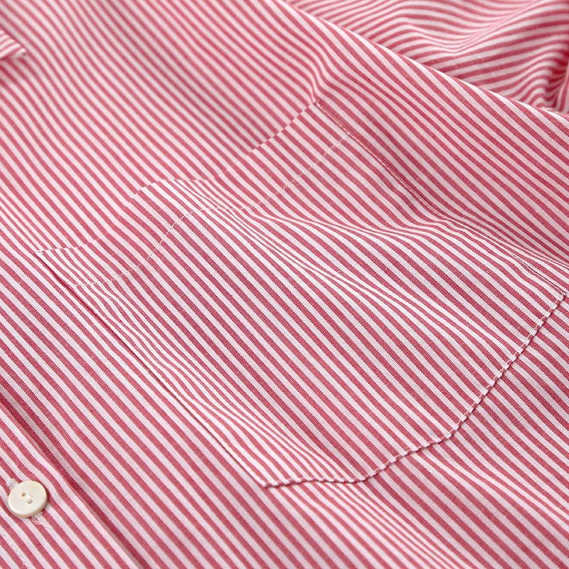 Ensemble chemise rayée en pur coton, style décontracté européen et américain, short à manches longues, ample, vêtements pour femmes, costume deux pièces, mode 2024_voghion.com