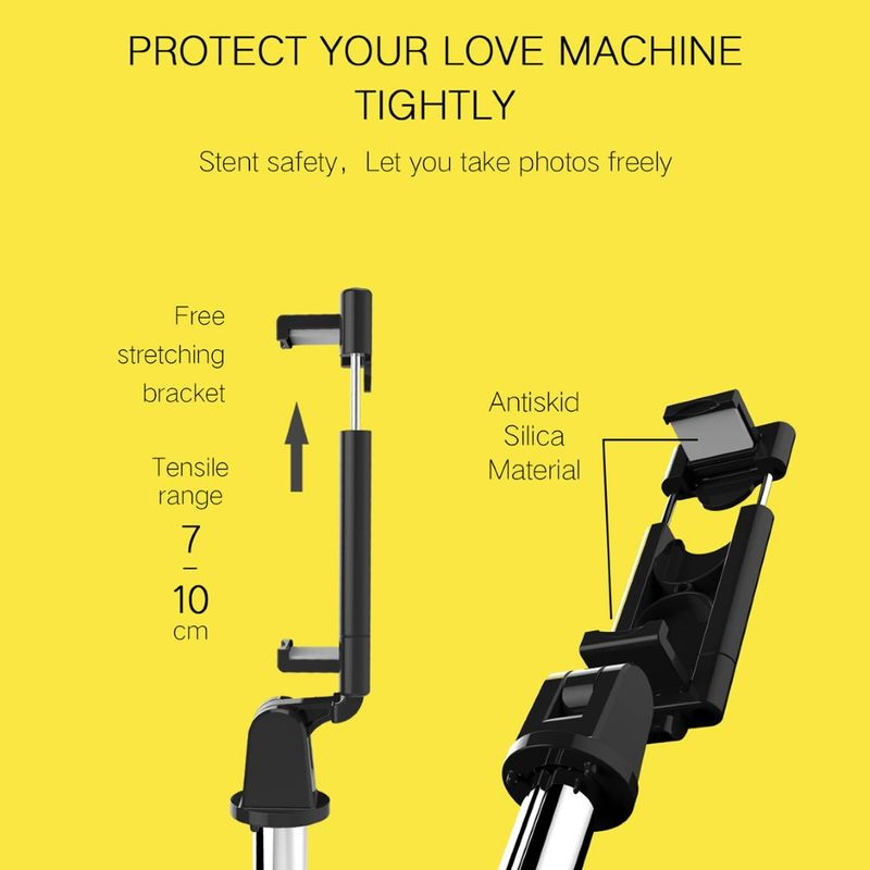 Kunjiuyou Handheld Bluetooth Stand Selfie Stick Remote Shutter για κάμερα τηλεφώνου-Μαύρο_voghion.com
