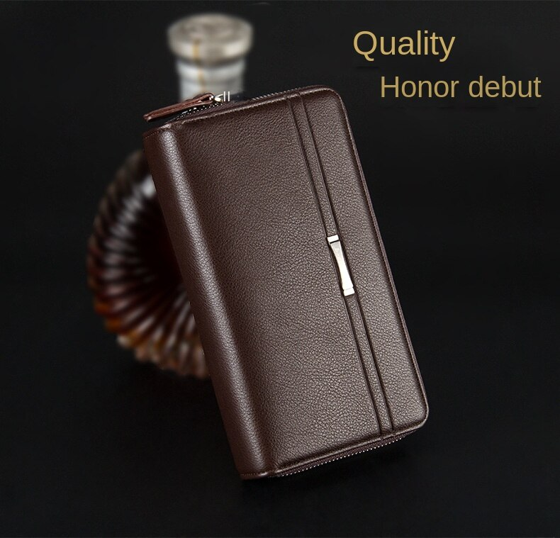 BAELLERRY Herrepung Nyankomst Stor kapacitet Dobbelt lynlås Clutch Multi Card Slot Mode Mobiltelefontaske_voghion.com