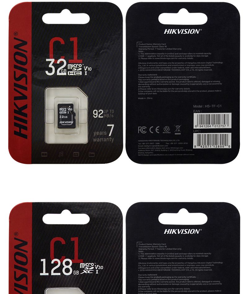 HIKVISION Geheugen 8GB 16GB 32GB 64GB 128GB 256GB Tot 92MB/s Micro SD MicroSDHC/XC TF-kaart voor telefoon_voghion.com