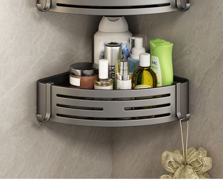 Erhöhter, bohrfreier Wandkorb, dreieckiges Badezimmerregal, Toiletten-Eckregal_voghion.com