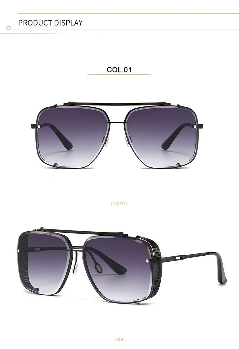 ActiveGo ActiveGo Personalized European And American New Style Double Bridge Metal Cut Edge INS Face Slimming Square Frame Trendy Unisex_voghion.com