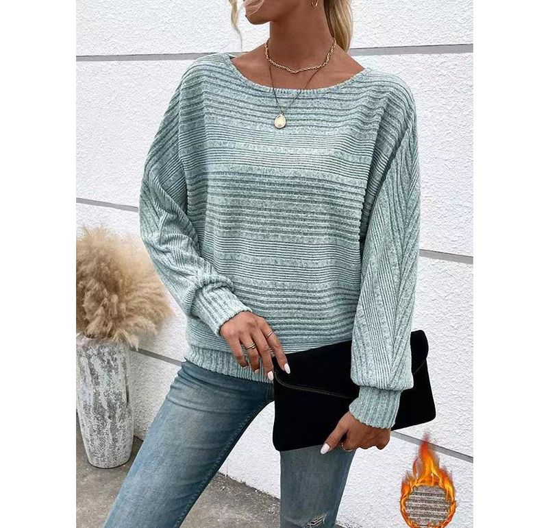 Autumn And Winter New Comfortable Casual Solid Color Long Sleeved Round Neck Patchwork Pullover Top T-shirt For Women_voghion.com
