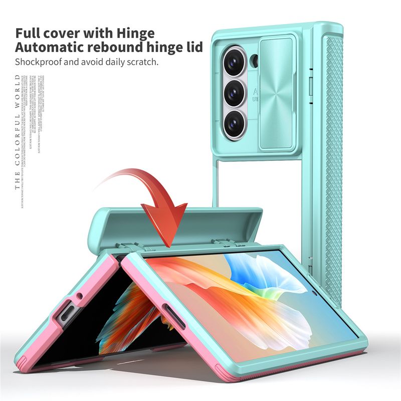 Caurspīdīgs telefona maciņš ar eņģu aizsardzību Samsung Z Fold 6 5 Fold6 Fold5 5G triecienizturīgs caurspīdīgs akrila aizsargs_voghion.com
