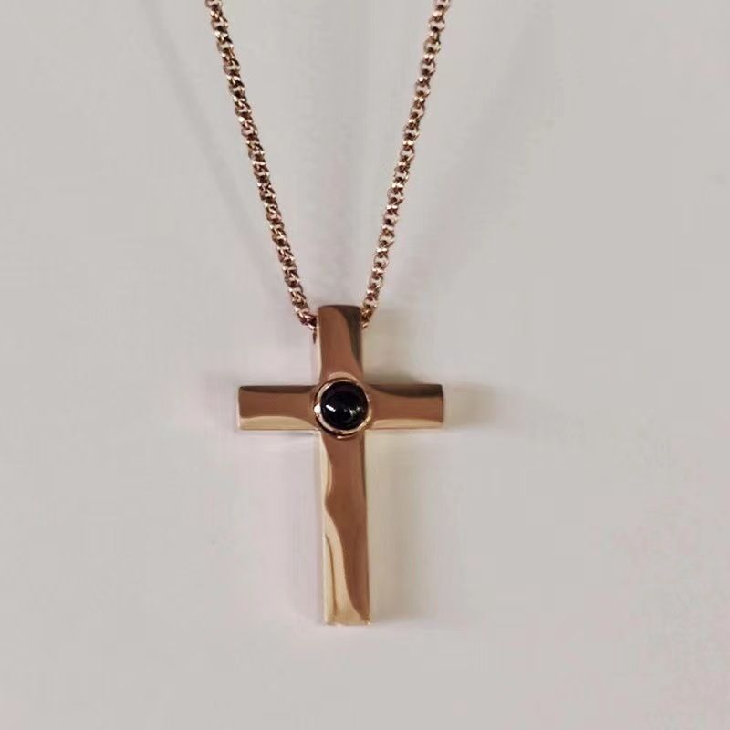 Collana con proiezione a croce in acciaio al titanio, 100 lingue, ti amo, catena per clavicola personalizzata per coppie_voghion.com
