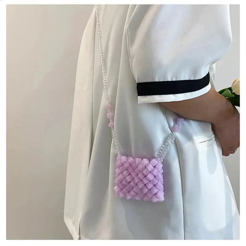 Borsa a tracolla trasparente estiva 2025 da donna con perline 3D, borse colorate a forma di rossetto, versatili alla moda, in gelatina dolce_voghion.com