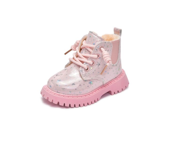 Mädchenmode Martin 2024 Winter Neue Kinder-Baumwollschuhe Vielseitige, weiche Sohlen Warme, niedrig geschnittene britische Stiefel_voghion.com