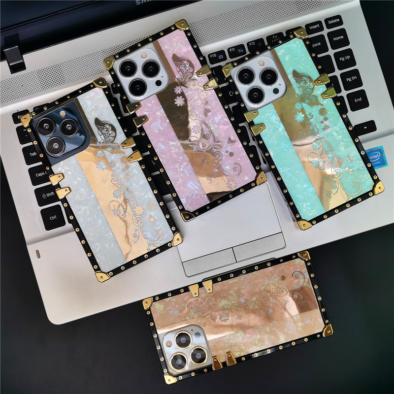 Fashion Gold-Plating Soft Square Phone Cover For T-Mobile Revvl 6 Mirror Flower 3D Butterfly Case For T-Mobile Revvl 6 Pro 5G_voghion.com