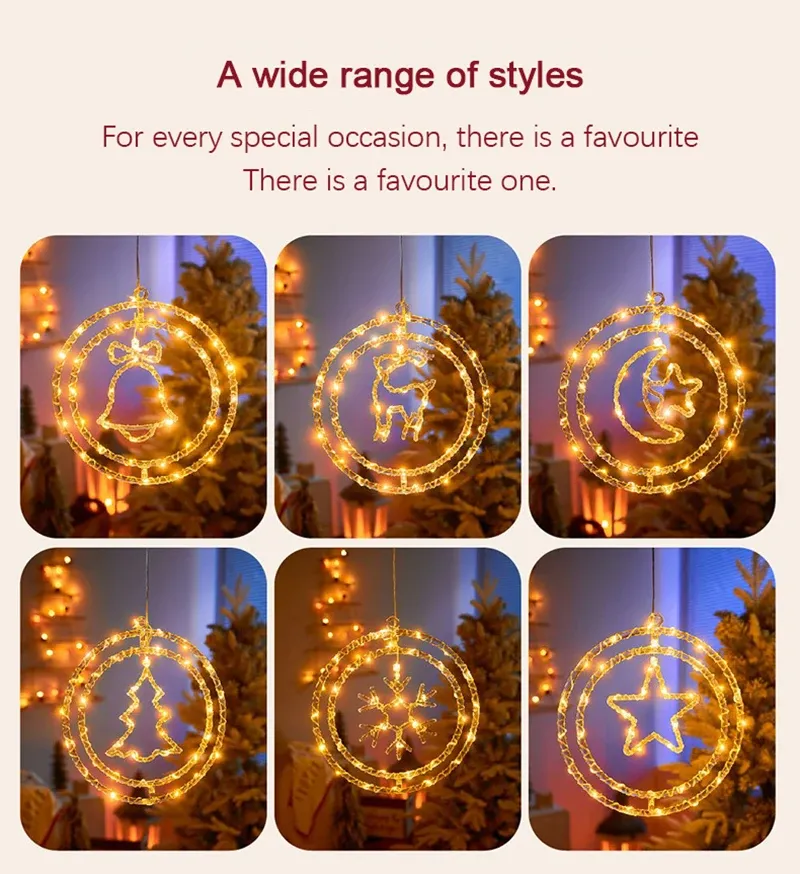 LED-Weihnachts-Hängelichter mit USB-Knopf, drehbar, Sternform, Heimdekoration, Christbaumschmuck, Partybeleuchtung_voghion.com