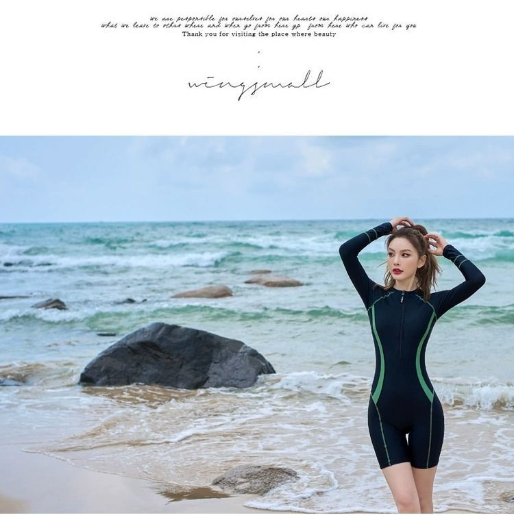 Einteiliger Badeanzug für Damen, konservativ, 2025, neu, langärmelig, Sonnenschutz, Surfen, Schwimmbad, speziell für heiße Quellen_voghion.com