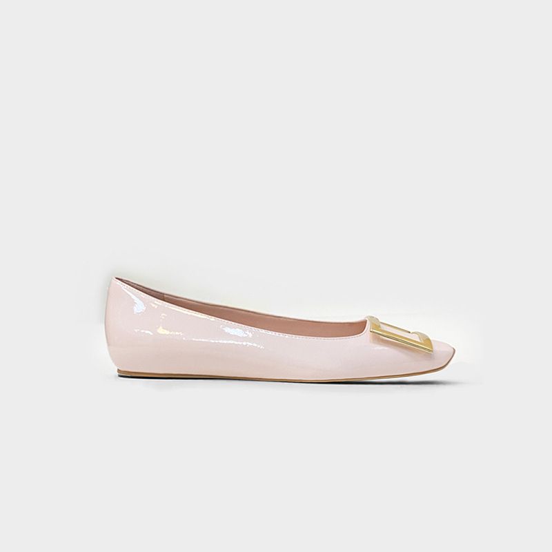 【High Version Special Price】RV Classic Square Buckle Flat Shoes Pure Handmade Genuine Leather Women's High Heels_voghion.com