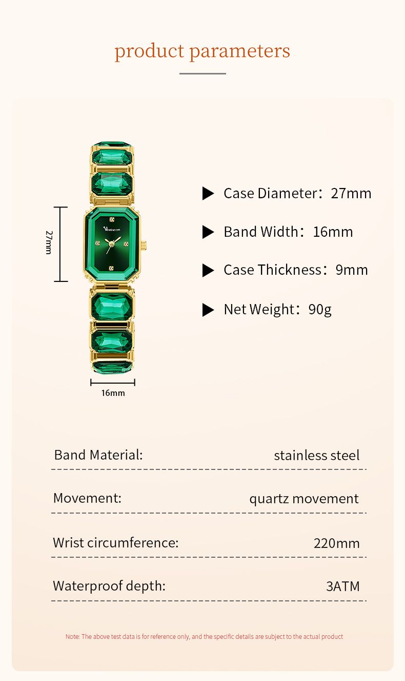 Women's Elegant Square Crystal Stainless Steel Quartz Watch With Gemstone Accents, Minimalist Fashion Timepiece For Daily Wear_voghion.com