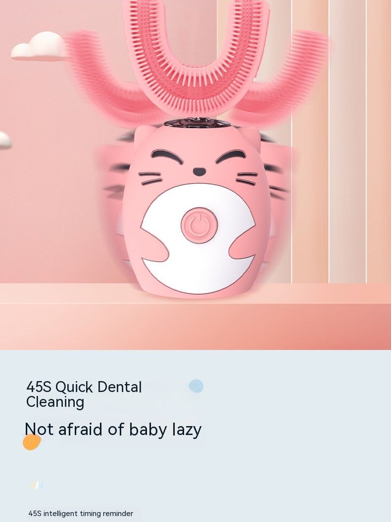 2024 U-shaped children's ultrasonic cleaning intelligent teeth cleaner silicone waterproof rechargeable baby electric_voghion.com