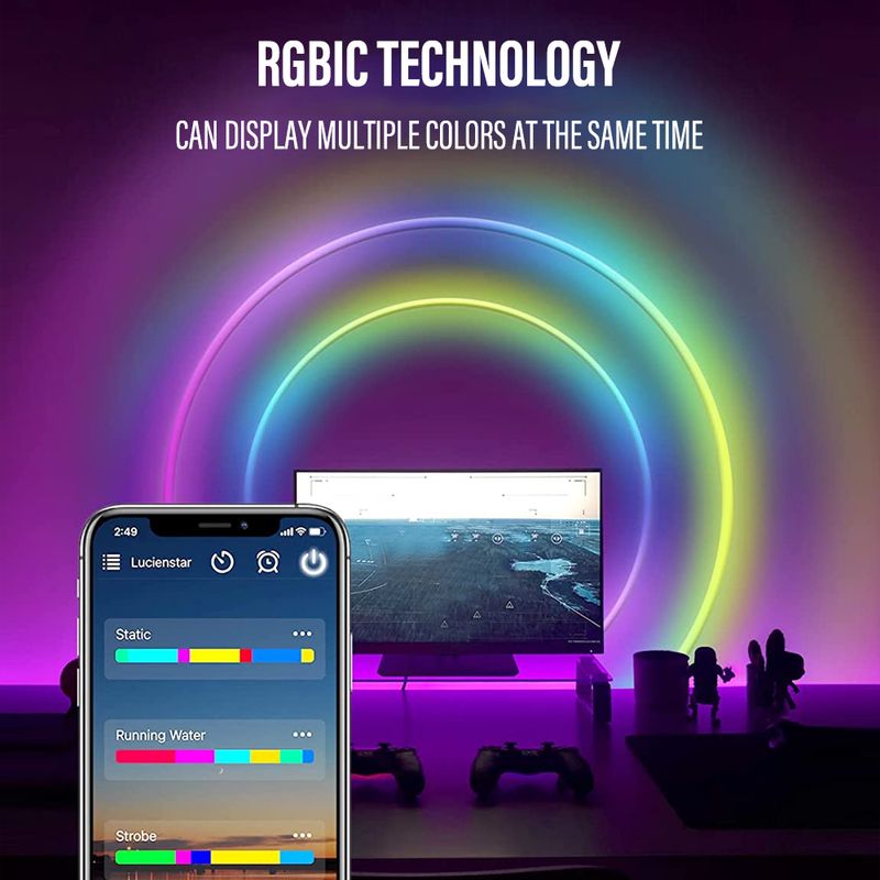 Luce al neon con luce a corda al neon WIFI Barra luminosa fai da te Controllo tramite app Sincronizzazione musicale Retroilluminazione TV Gioco Decorazione soggiorno camera da letto_voghion.com
