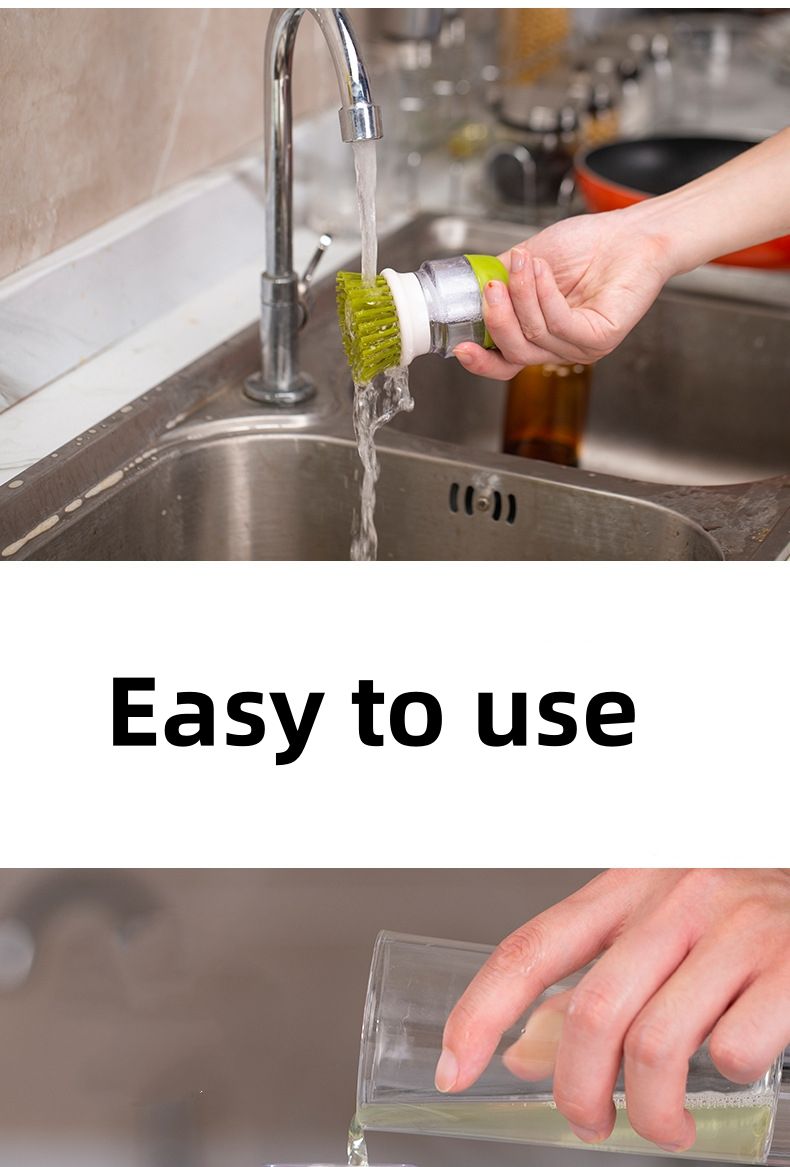 Spazzola per piatti con dispenser di sapone, spazzola multiuso per la pulizia dei piatti da cucina universale per uso domestico, spazzola palmare con dispenser di sapone_voghion.com