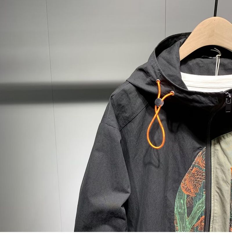 Blusão corta-vento com capuz streetwear – Jaqueta unissex grande com zíper e tecido de seda leitosa (M-5XL, ombros caídos, bolsos com zíper)_voghion.com