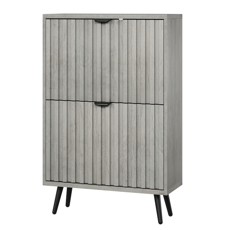 Schuhschrank Grau 60cm Mit 2 Klapp-Schubladen Für Flur Und Eingang_voghion.com