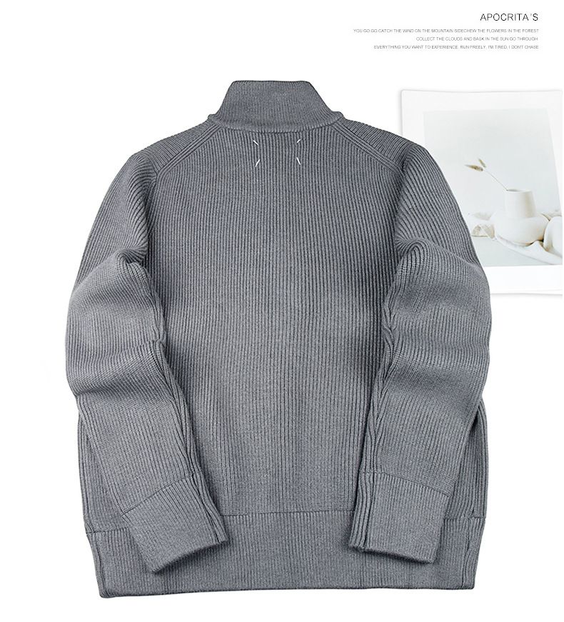 2024 Autumn Winter New Lazy Style Zipper Sweater Cardigan Men's Casual Simple Solid Color Knitted Jacket Trendy_voghion.com