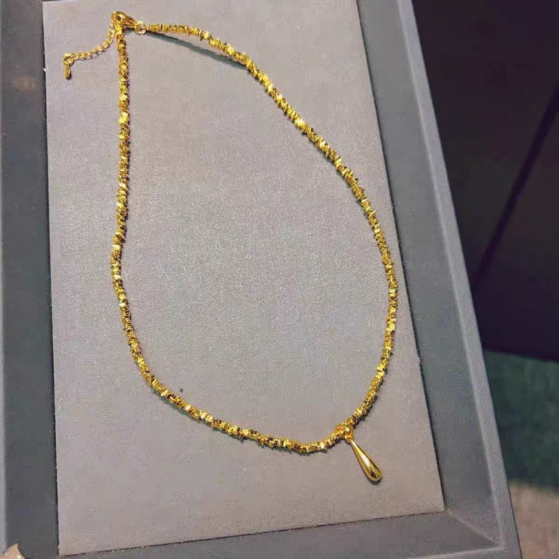 Collana con bracciale a goccia d'acqua in oro rotto, Vietnam, sabbia, oro, lusso leggero, set di gocce d'acqua in argento rotto_voghion.com