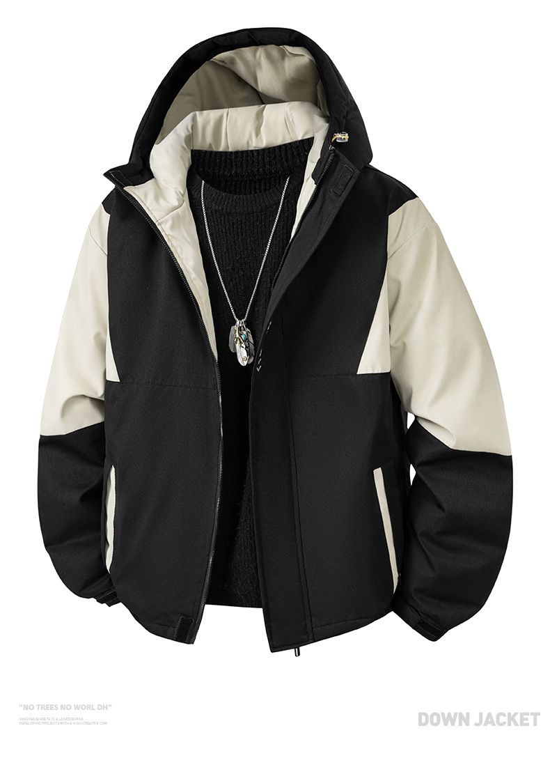 Piumino invernale casual da uomo con cappuccio - Piumino d'anatra bianco con potere riempitivo 600, antivento e traspirante, vestibilità comoda per freddo estremo (-30°C)_voghion.com