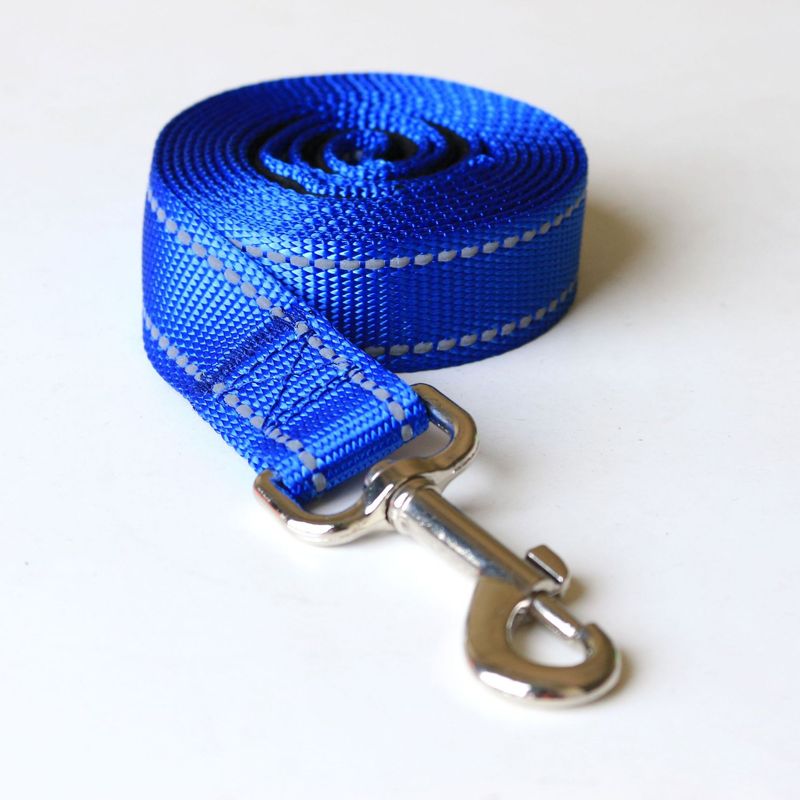 Guinzaglio per animali domestici in nylon riflettente, tessuto in seta, cintura con corda per addestramento, collare a catena, anello per collo per cani_voghion.com