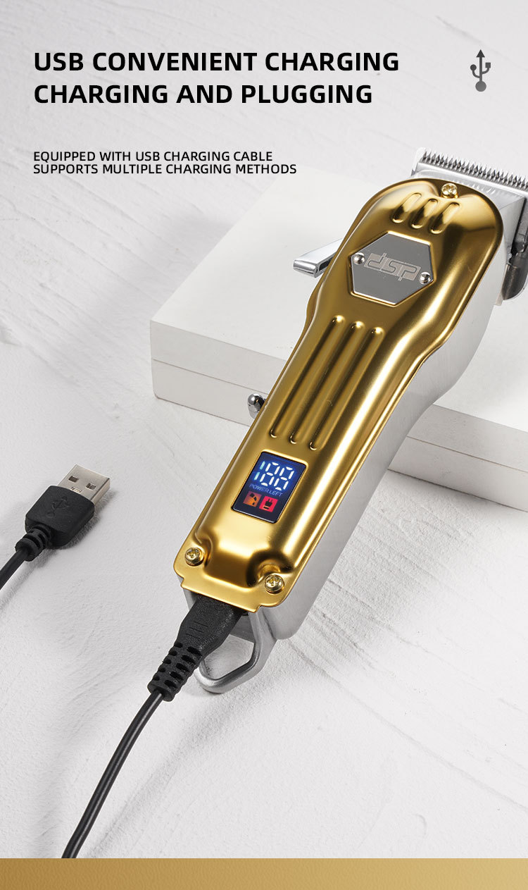 Kit de afeitado y empuje eléctrico recargable DSP/Dansong con pantalla digital de bajo nivel de ruido y potencia para cortadoras de cabello domésticas_voghion.com