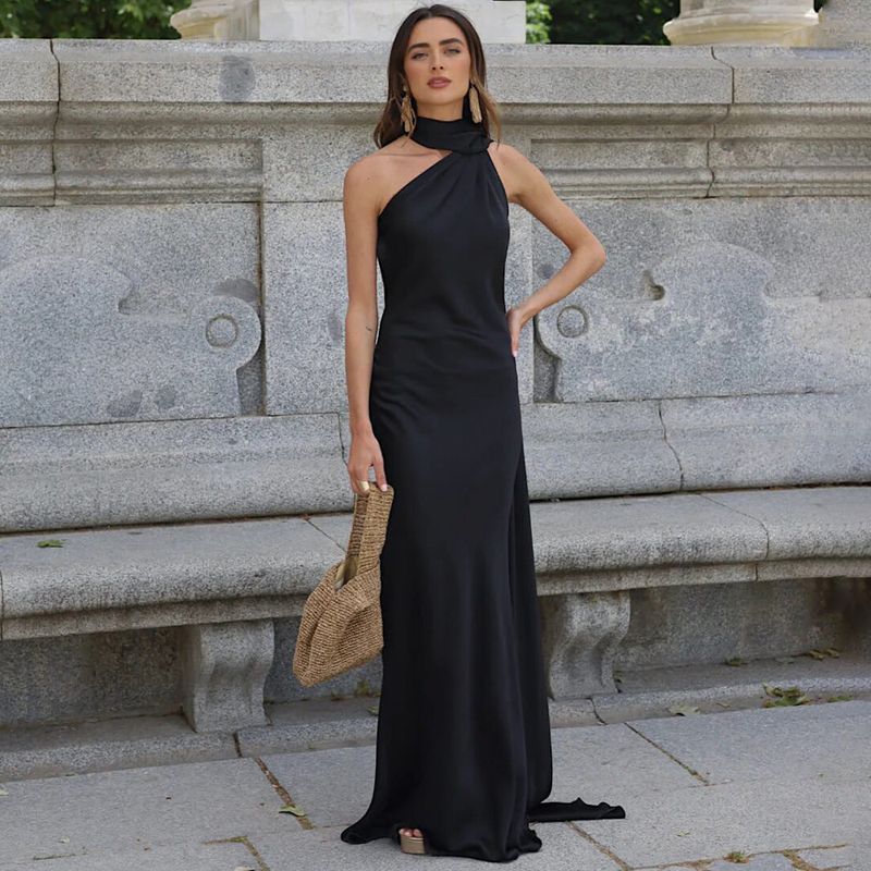 Trendy Open-Back Maxi Dress With Flowing Sash – Sexy High-Waist Bodycon Dress (Rose/White/Blue/Yellow/Black/Burgundy/Brown/Khaki/Purple/Red/Teal)_voghion.com