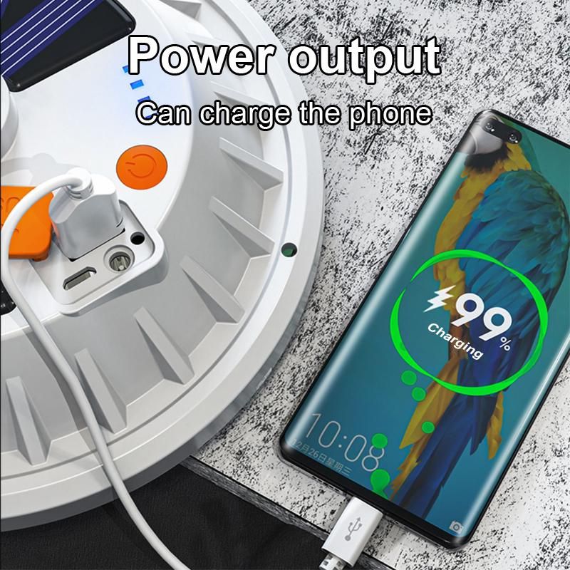 1 Stéck 1200LM Leistungsstark 120 LEDs Campingluucht Solar USB nofëllbar Portabel Lantern Haken Waasserdicht Noutfall Energiespuerlampe_voghion.com