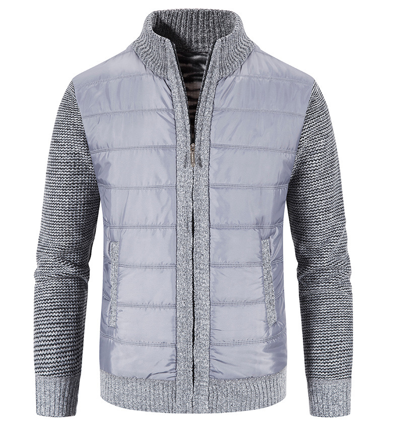 Cardigã masculino com gola alta, jaqueta slim fit e suéter de lã plus size_voghion.com