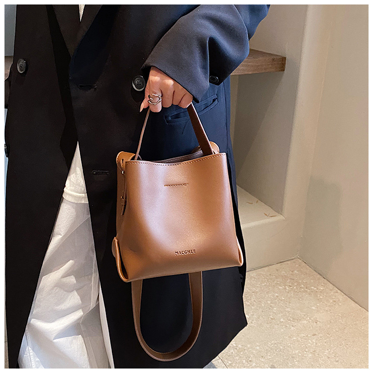 Damska torba typu worek typu crossbody z teksturą, jesienna, jednoramienna, pu, duża pojemność, do pracy_voghion.com