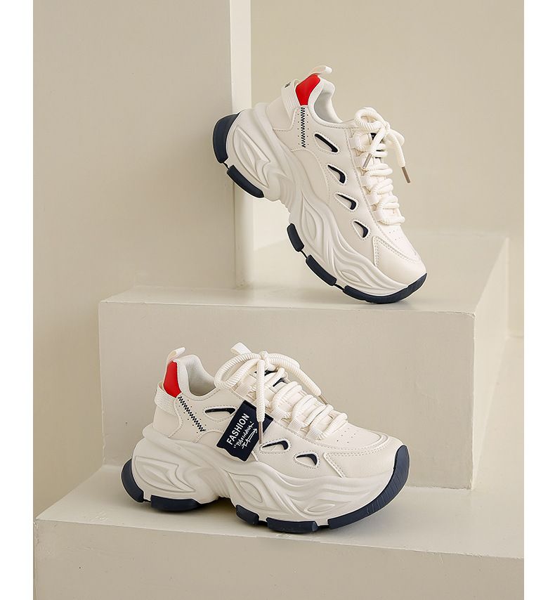Women's Chunky Sneakers - Thick Sole Platform Shoes For Spring, Comfortable Running & Casual Shoes With Heightening Effect_voghion.com