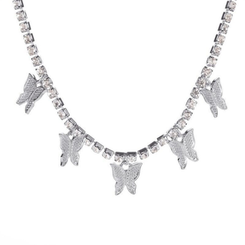Collana con ciondolo cubano a farfalla con strass 2023, stile hip-hop, girocollo corto_voghion.com