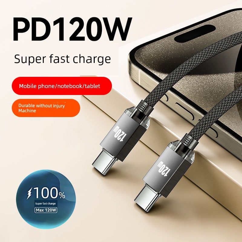 Unbeatable Quality 120W Double-Headed Type-C Mobile Phone Data Long 2 M Super Fast Charge Applicable To Iphone 15/16 Huawei Honor Xiaomi_voghion.com