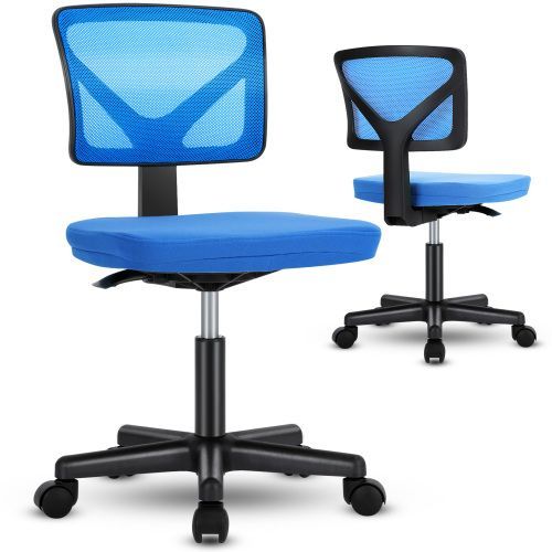 Mesh With Lumbar Support Armless Office Chair Low Back With Wheels Adjustable Height 360° Rolling Swivel Computer Chair_voghion.com