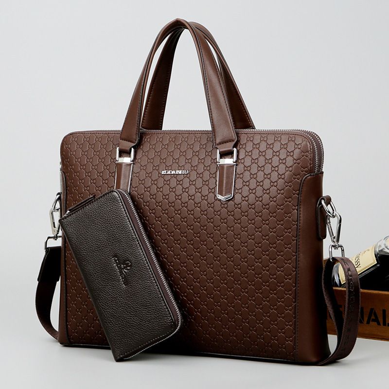 Kuqi Kangaroo New 2021 Double Zipper Business Briefcase Shoulder Crossbody Laptop Bag Direct Sale_voghion.com