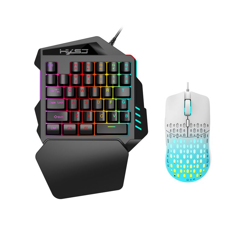 V100+S500 Filmset, mechanisches Gefühl für die linke Hand, PUBG-Thron, einhändige Tastatur mit Hintergrundbeleuchtung und 35 Tasten_voghion.com
