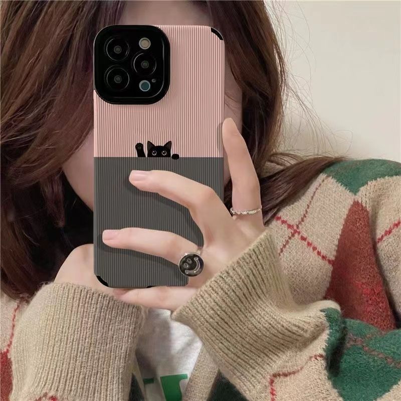 Pink Splicing Kitten IPhone 15/15 Pro Max 13 Handyhülle 12 Stoßfest 11/XR Volle Abdeckung XS Silikon_voghion.com