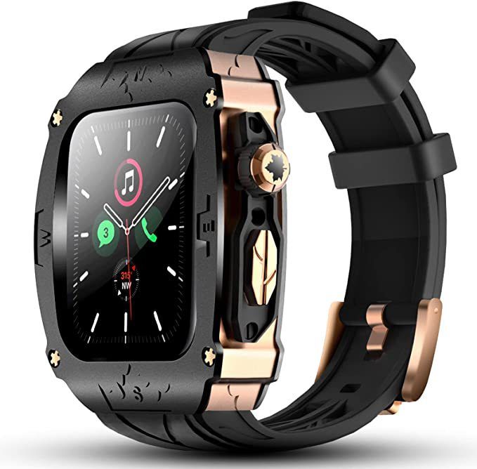 Suitable for Apple Watch integrated strap metal silicone model apple iwatch S9876 strap 44mm45mm_voghion.com