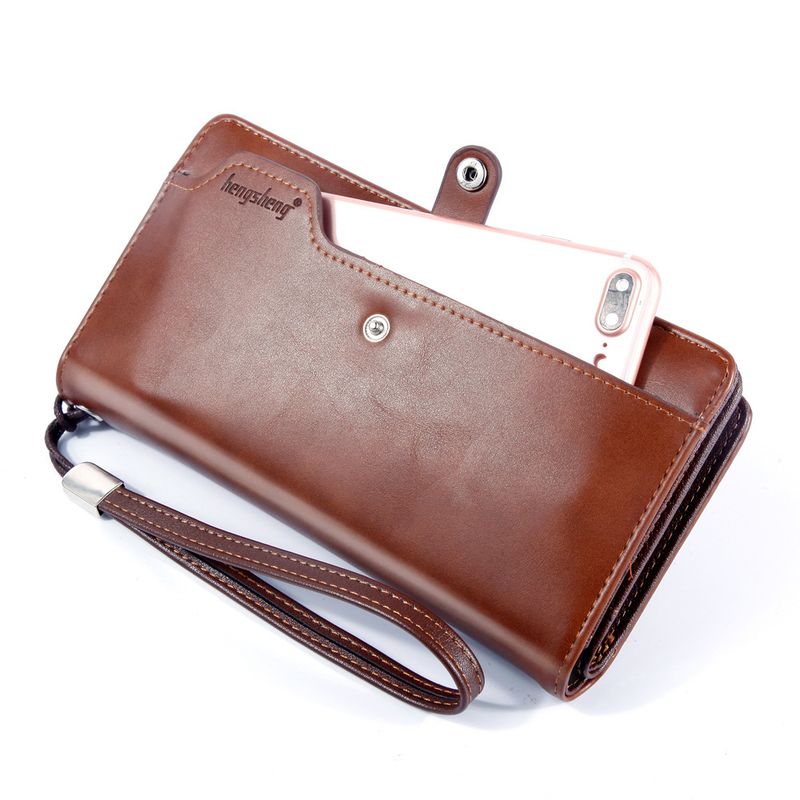 Men's Men Wallet Long Style Dollar Clip Multi-Functional Phone Bag Zipper Small Clutch_voghion.com