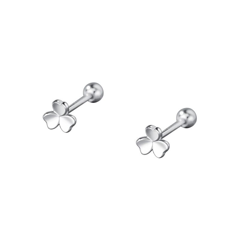 Orecchino a forma di vite a trifoglio in argento S999, lusso leggero, semplice e di nicchia, design di alta qualità, stile celebrità di Internet_voghion.com